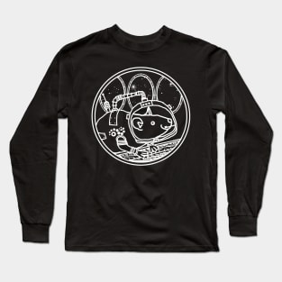 White Line Spaceman Rat in Spaceship Long Sleeve T-Shirt